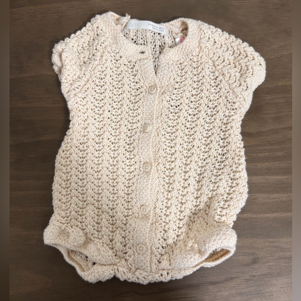 Zara Kids - Cream Knit Baby Romper